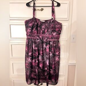 Maurices Pink and Black Feather Pattern  Dress Size 2XL